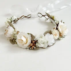 Alora Cream Ivory Girls Flower Crown