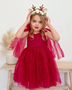 Angel Christmas Reindeer Baby Girls Flower Crown