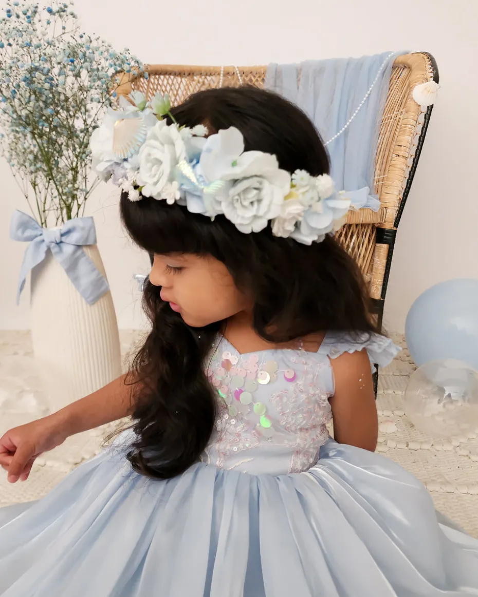 Aquamarine Blue Girls Flower Crown