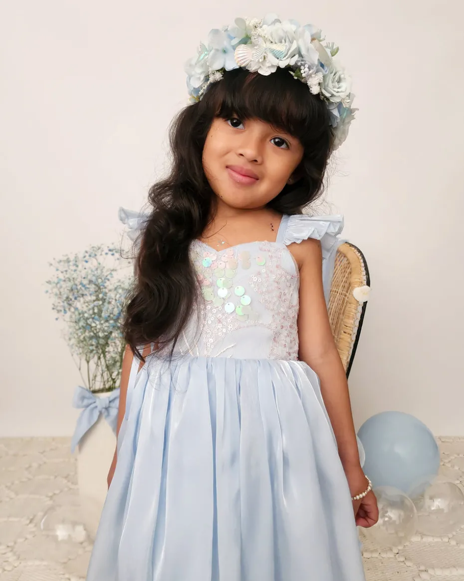 Aquamarine Blue Girls Flower Crown