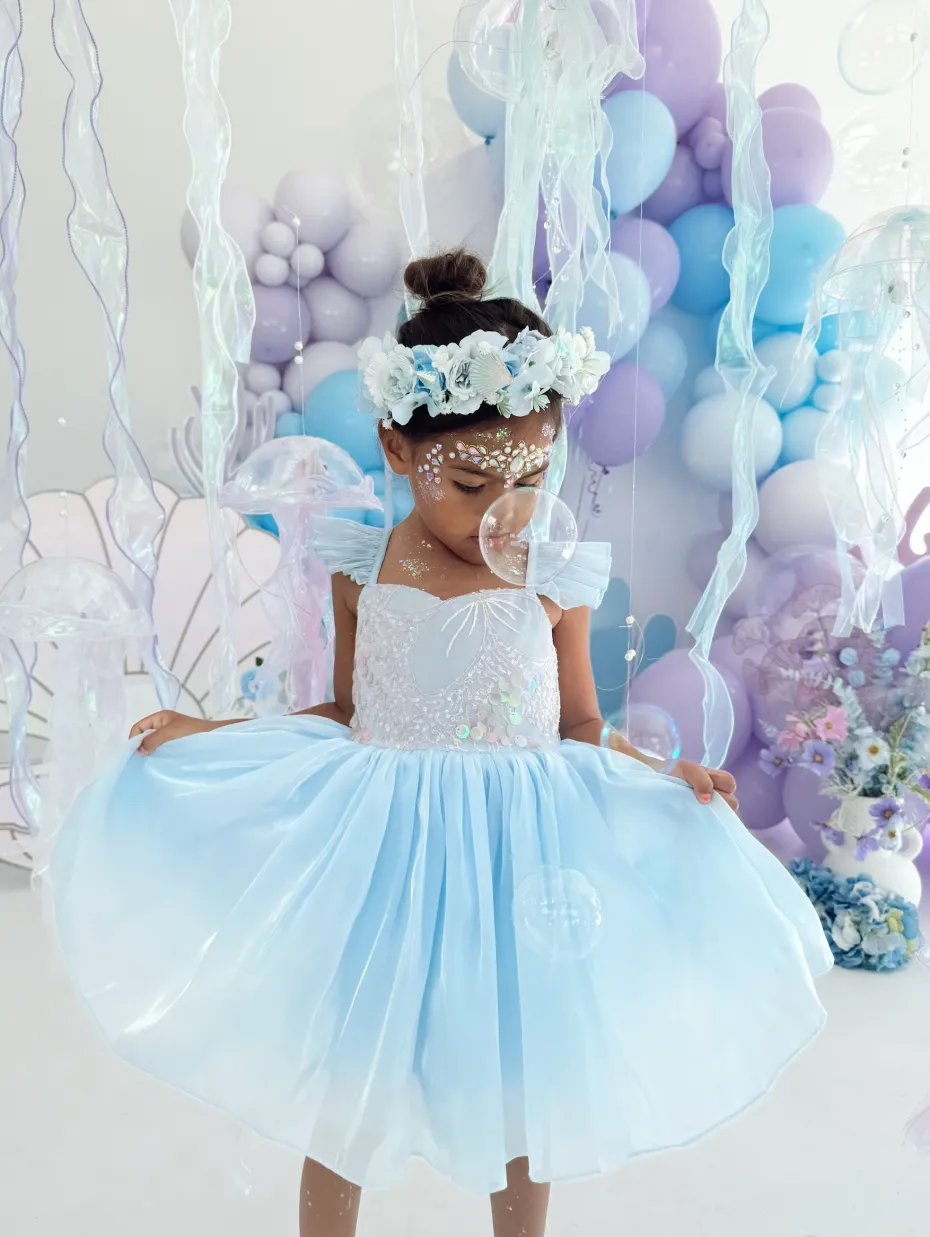 Aquamarine Blue Girls Flower Crown