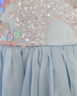 Ariel Ocean Blue Sequin Baby Girl Romper