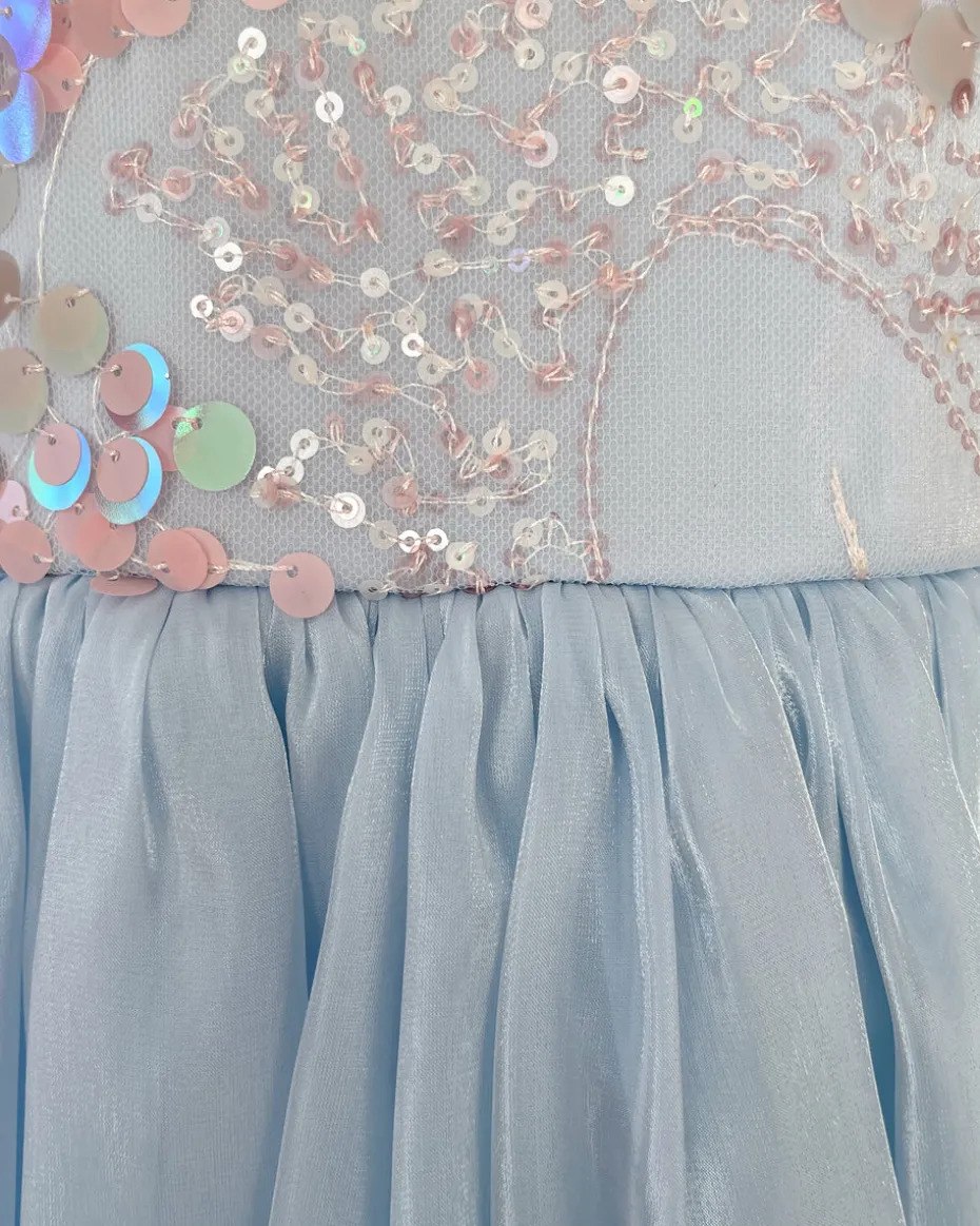 Ariel Ocean Blue Sequin Baby Girl Romper