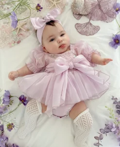 Ariel Purple Pearl Sequin Baby Girl Romper