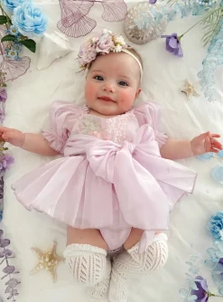Ariel Purple Pearl Sequin Baby Girl Romper