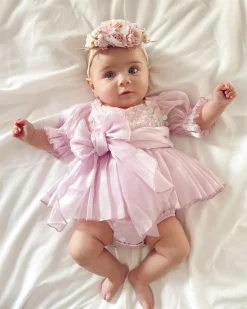 Ariel Purple Pearl Sequin Baby Girl Romper