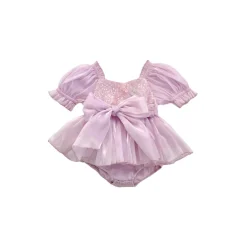 Ariel Purple Pearl Sequin Baby Girl Romper