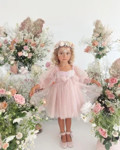 Arista Ocean Dusty Pink Sparkle Sequin Girls Party Dress