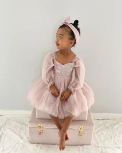 Arista Ocean Dusty Pink Sparkle Sequin Girls Party Dress
