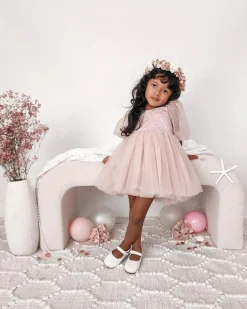 Arista Ocean Dusty Pink Sparkle Sequin Girls Party Dress