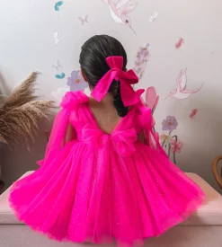 Aurelia Fuchsia Pink Sequin Girls Party Dress