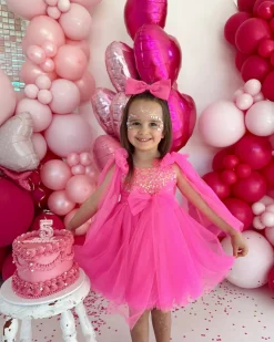 Aurelia Fuchsia Pink Sequin Girls Party Dress