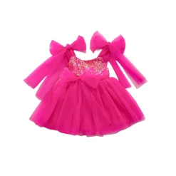 Aurelia Fuchsia Pink Sequin Girls Party Dress