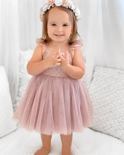 Bambi Dusty Rose Pink Flower Girl Dress