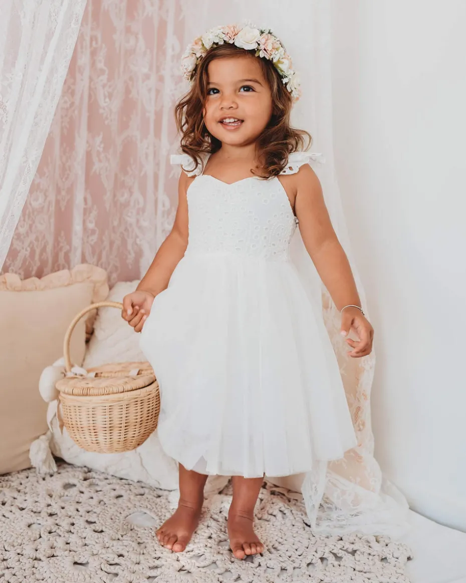 Bambi White Flower Girl Dress