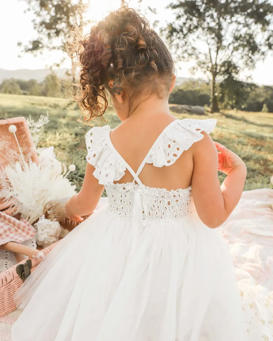 Bambi White Flower Girl Dress