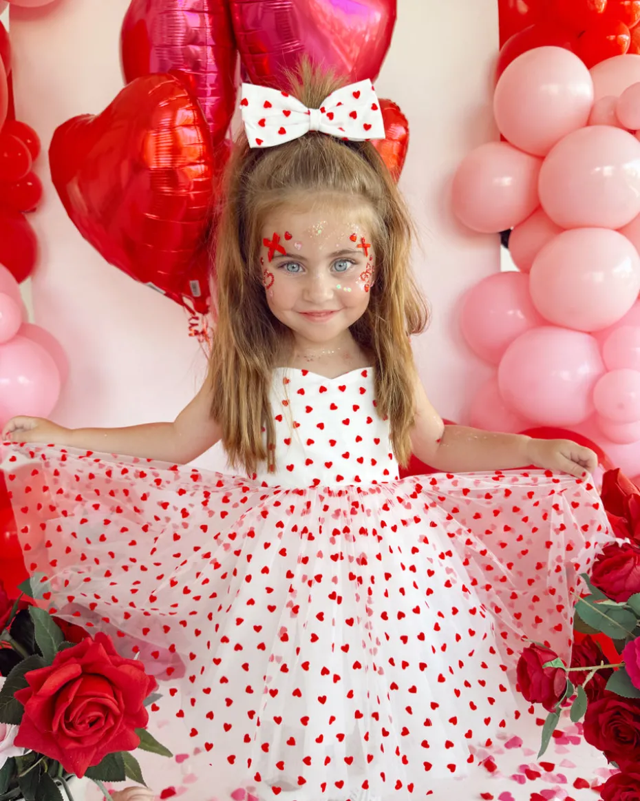 Be Mine White Heart Girls Party Dress