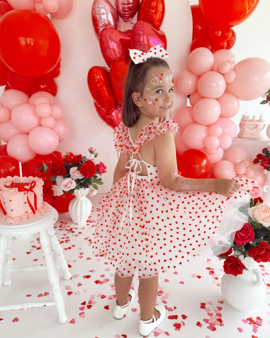 Be Mine White Heart Girls Party Dress