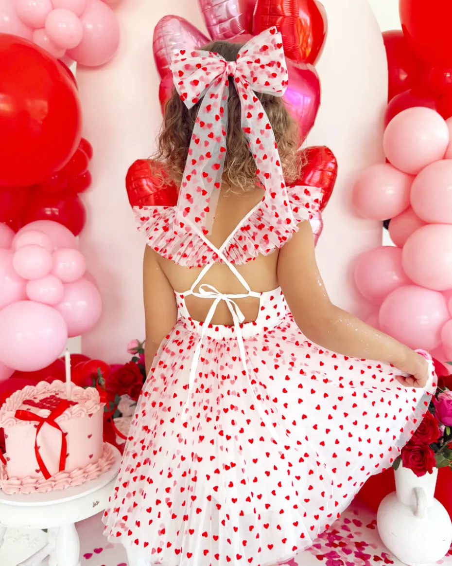 Be Mine White Heart Girls Party Dress