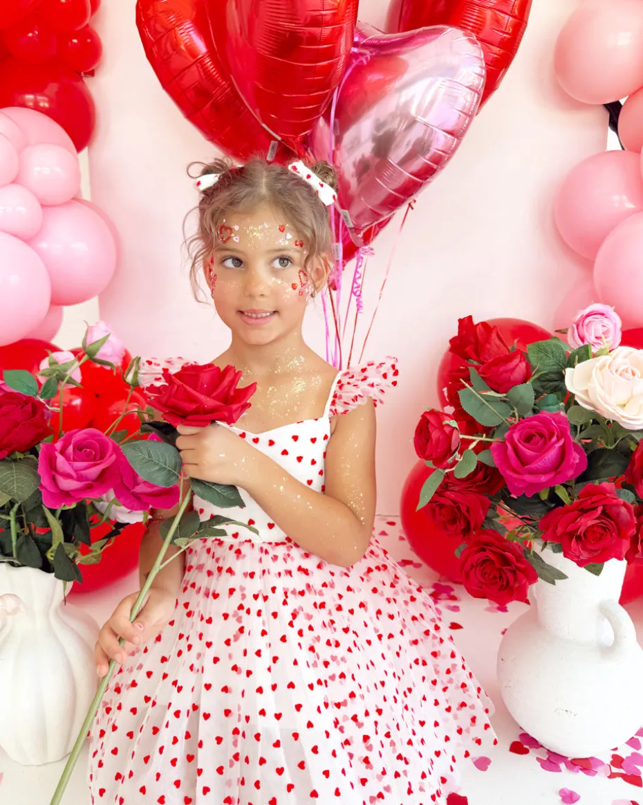 Be Mine White Heart Girls Party Dress