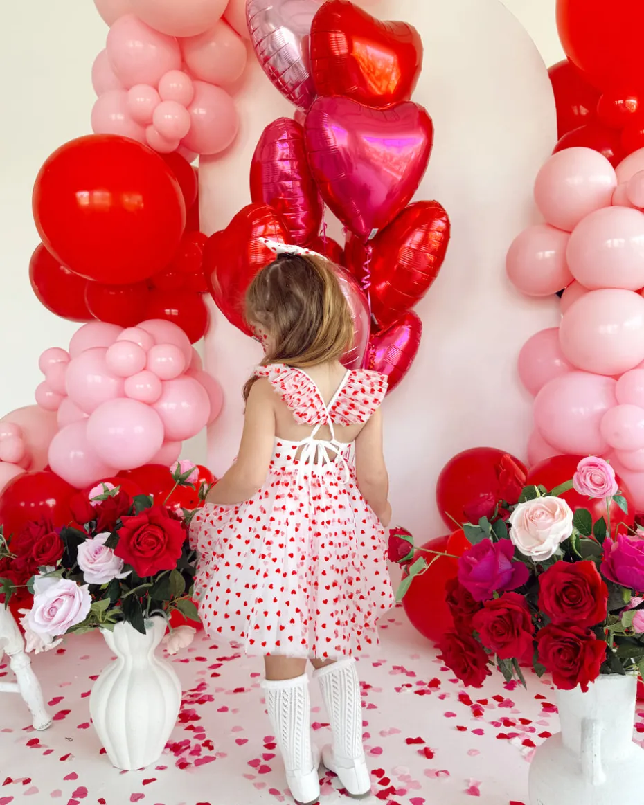 Be Mine White Heart Girls Party Dress