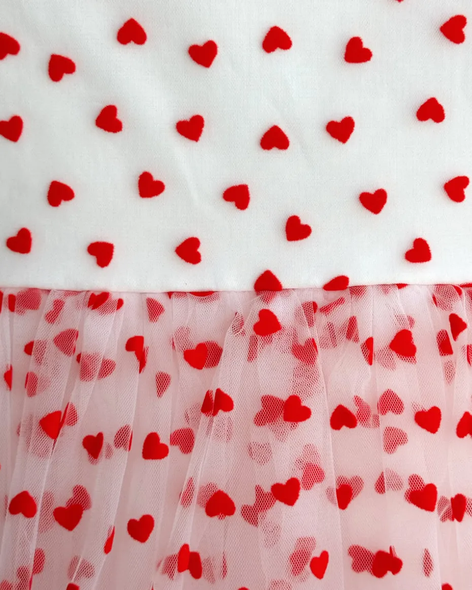 Be Mine White Heart Girls Party Dress