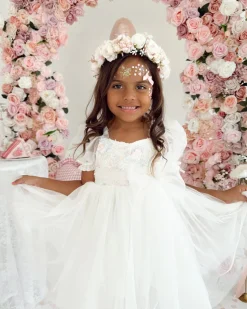Beatrice Bella Lace Sequin Girls Party Dress - White