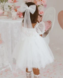 Beatrice Bella Lace Sequin Girls Party Dress - White
