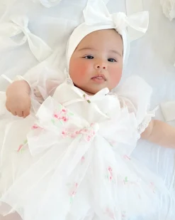 Belle Bow Baby Girl White Tulle Hair Accessories