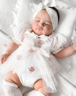 Belle Bow Baby Girl White Tulle Hair Accessories
