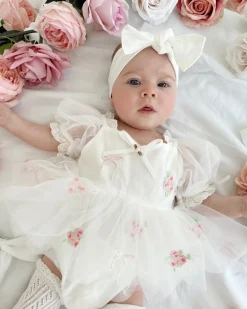 Belle Bow Baby Girl White Tulle Hair Accessories