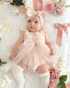 Belle Bow Perfect Pink Baby Girl Romper
