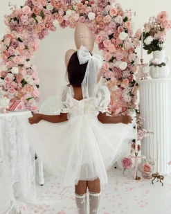 Blossom White Tulle Girls Hair Bow