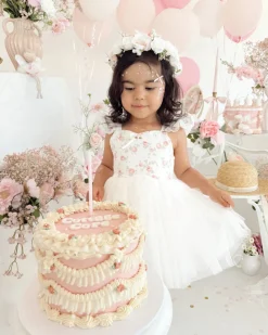Briar Belle White Girls Floral Party Dress