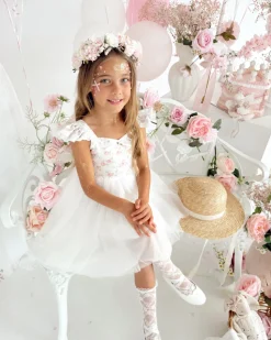 Briar Belle White Girls Floral Party Dress