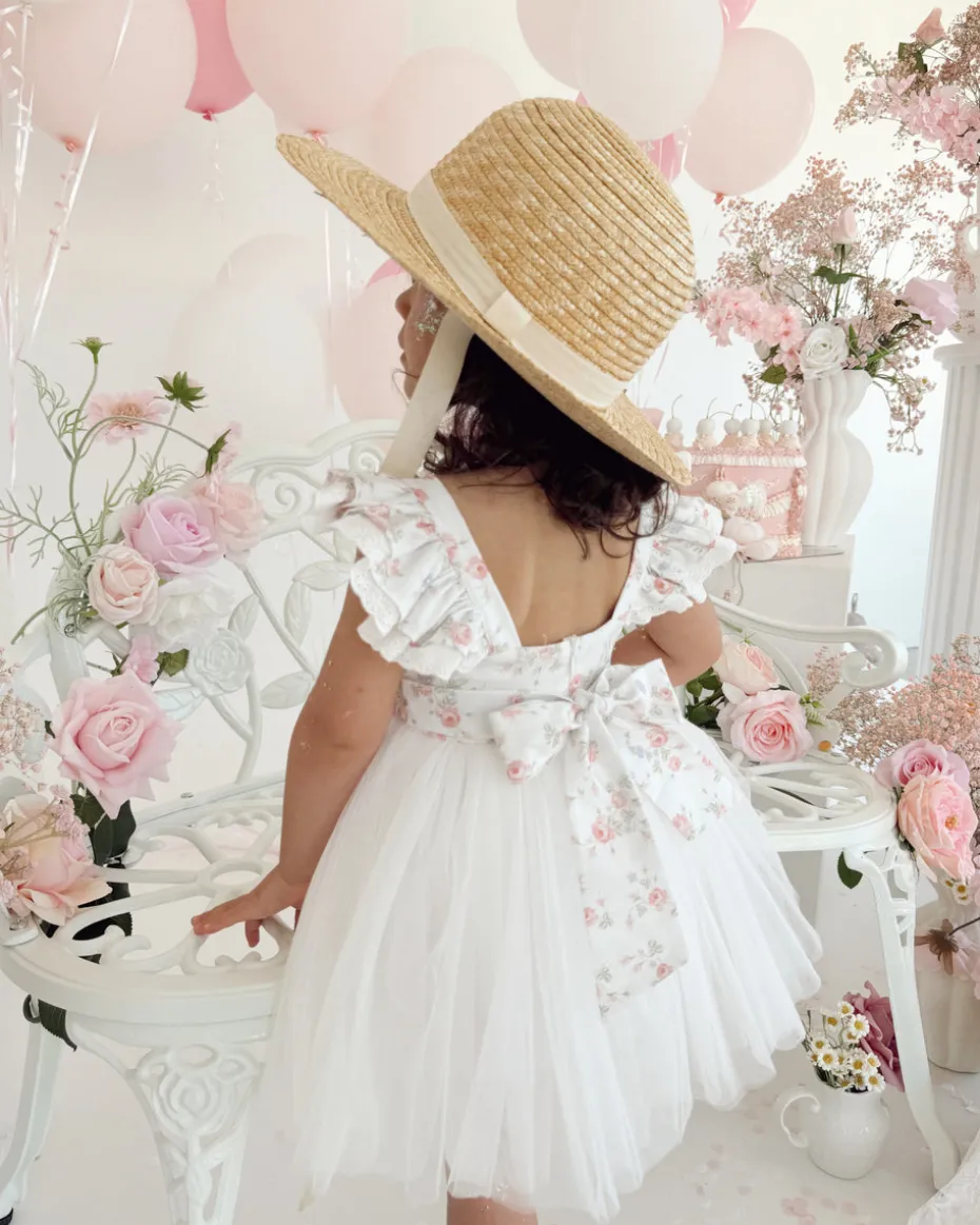 Briar Belle White Girls Floral Party Dress