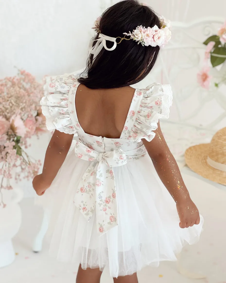Briar Belle White Girls Floral Party Dress
