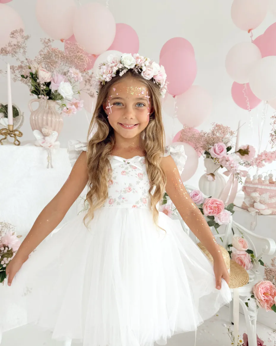 Briar Belle White Girls Floral Party Dress