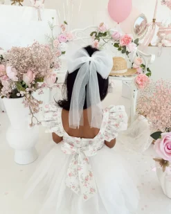 Briar White Tulle Girls Hair Bow