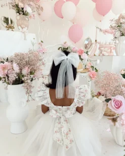 Briar White Tulle Girls Hair Bow