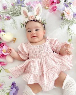 Bunnykins Pearl Pink Floral Stretch Headband