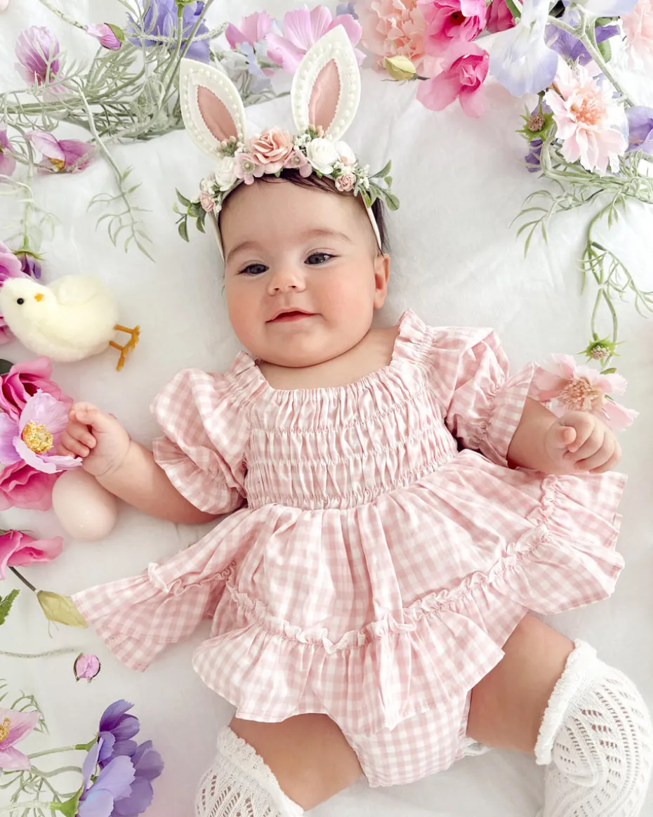 Bunnykins Pearl Pink Floral Stretch Headband