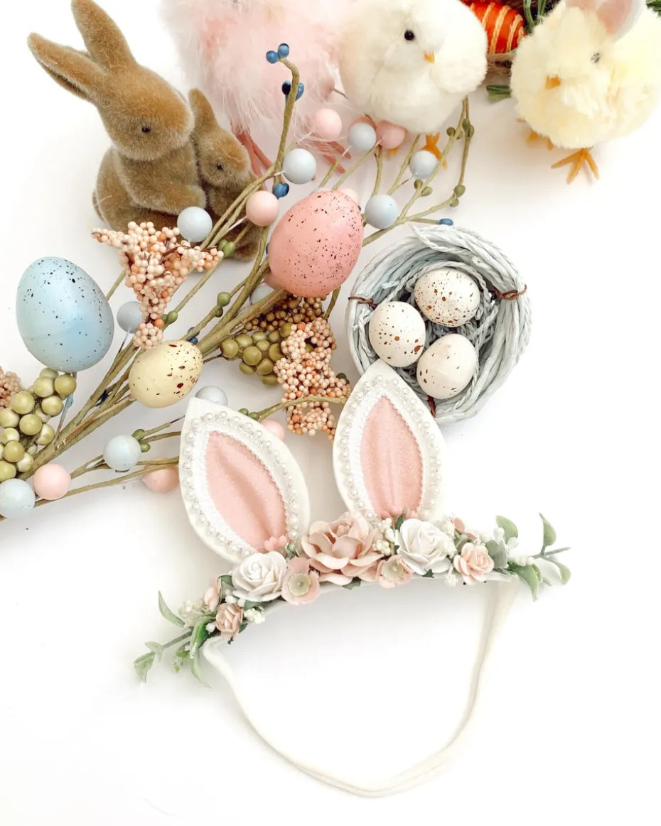 Bunnykins Pearl Pink Floral Stretch Headband