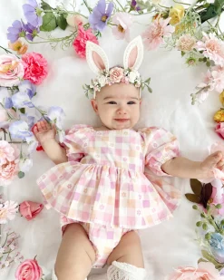 Bunnykins Pearl Pink Floral Stretch Headband