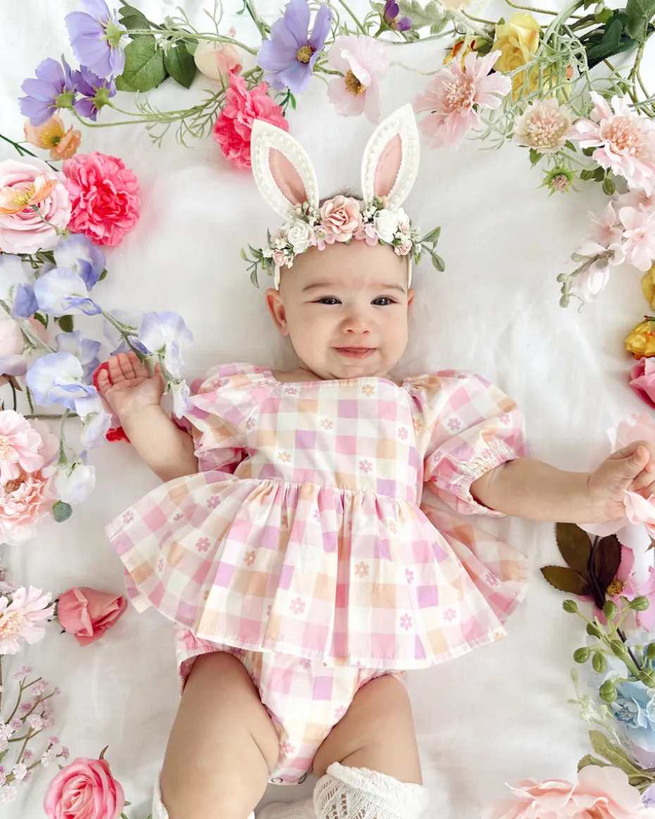 Bunnykins Pearl Pink Floral Stretch Headband