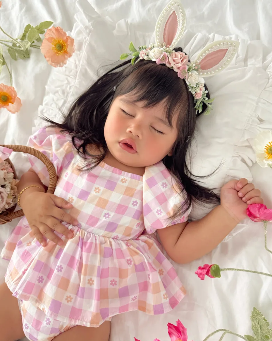 Bunnykins Pearl Pink Floral Stretch Headband