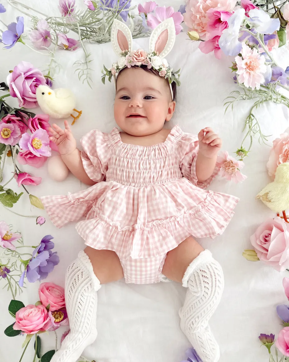 Bunnykins Pearl Pink Floral Stretch Headband