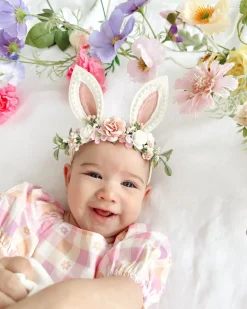 Bunnykins Pearl Pink Floral Stretch Headband