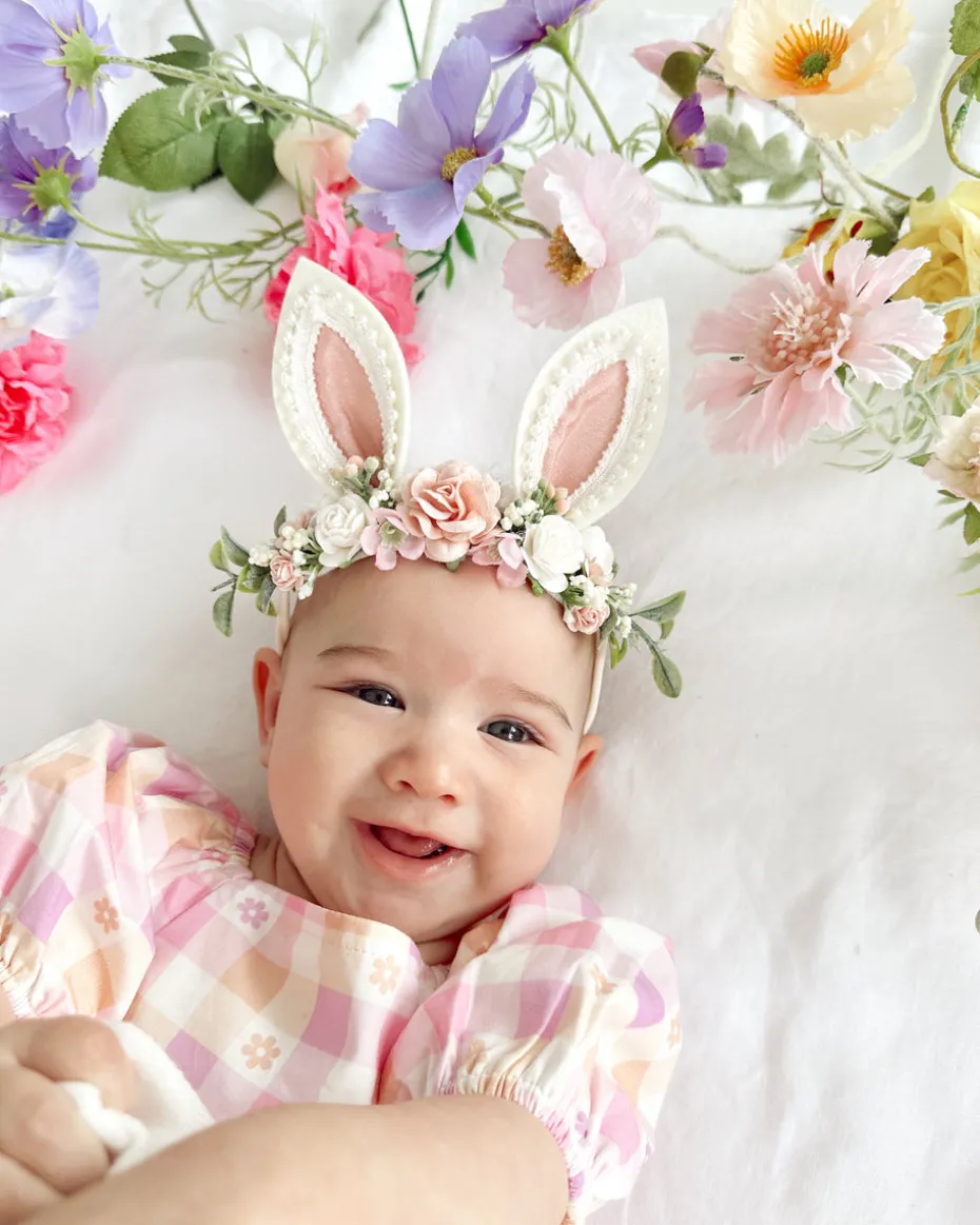Bunnykins Pearl Pink Floral Stretch Headband