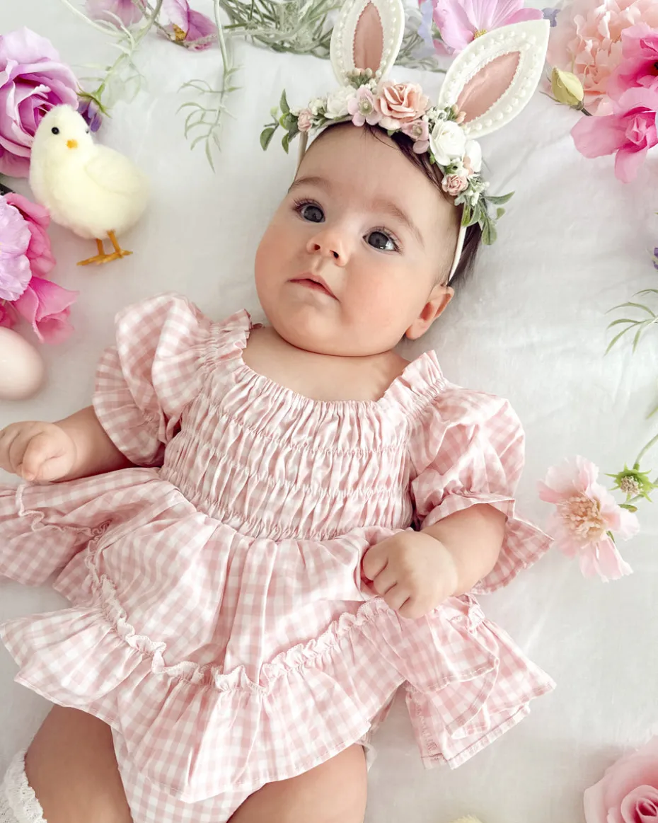 Bunnykins Pearl Pink Floral Stretch Headband